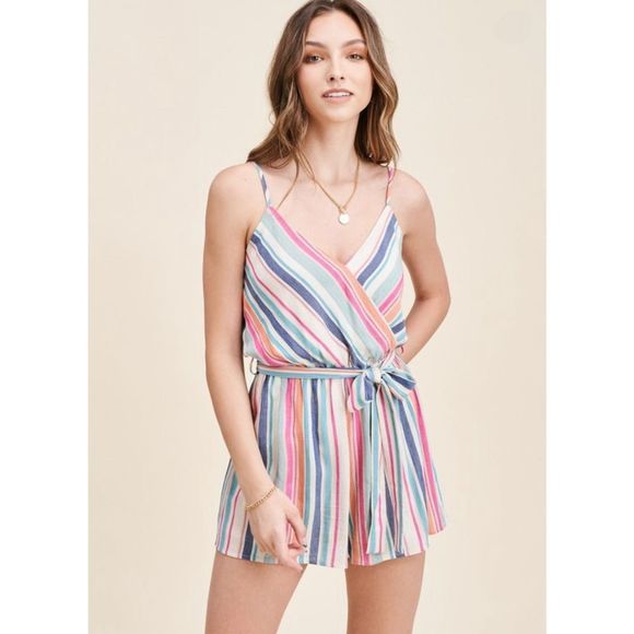 STACCATO white romper with multicolored stripes SIZE MEDIUM - Picture 1 of 8